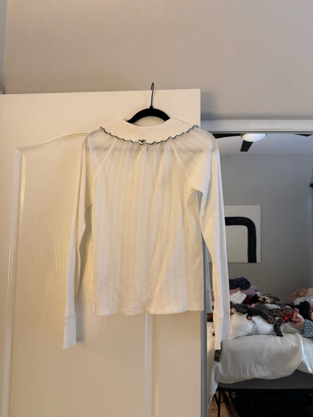 Free People Cream Ribbed Button-Up Top - Picture 3 of 5